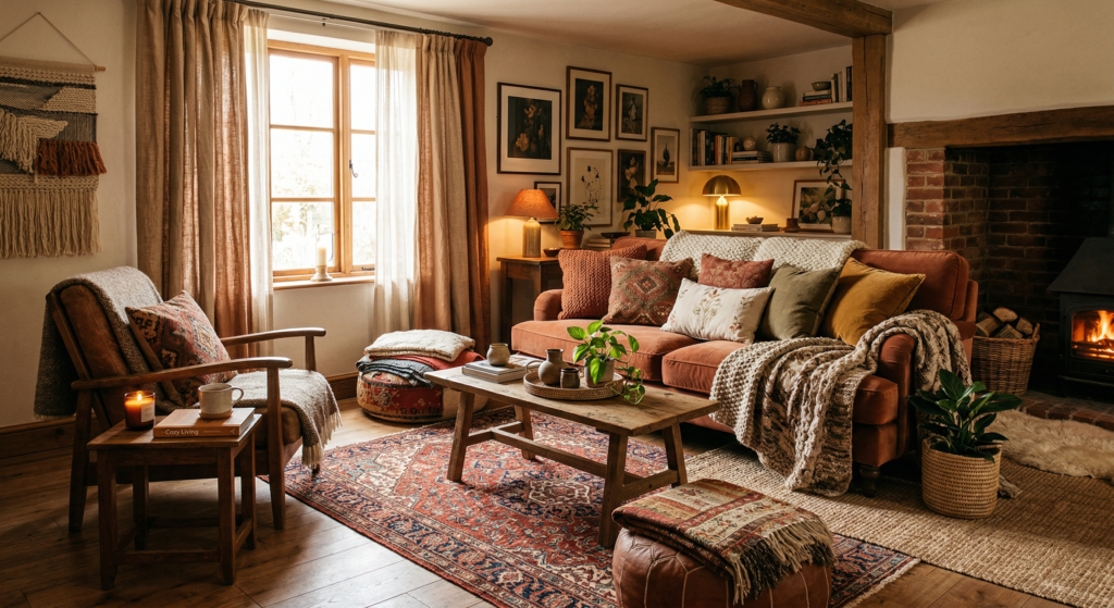 cheap living room transformation using textiles and accessories