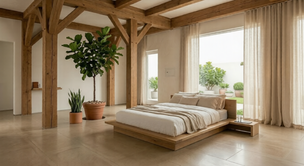 decluttered minimal bedroom aesthetic clean space