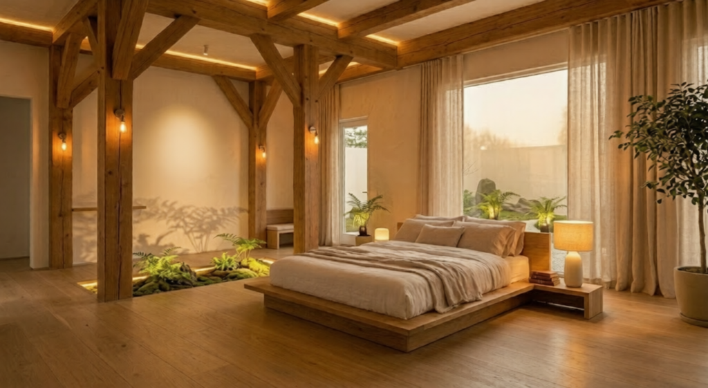 minimal bedroom aesthetic lighting soft warm