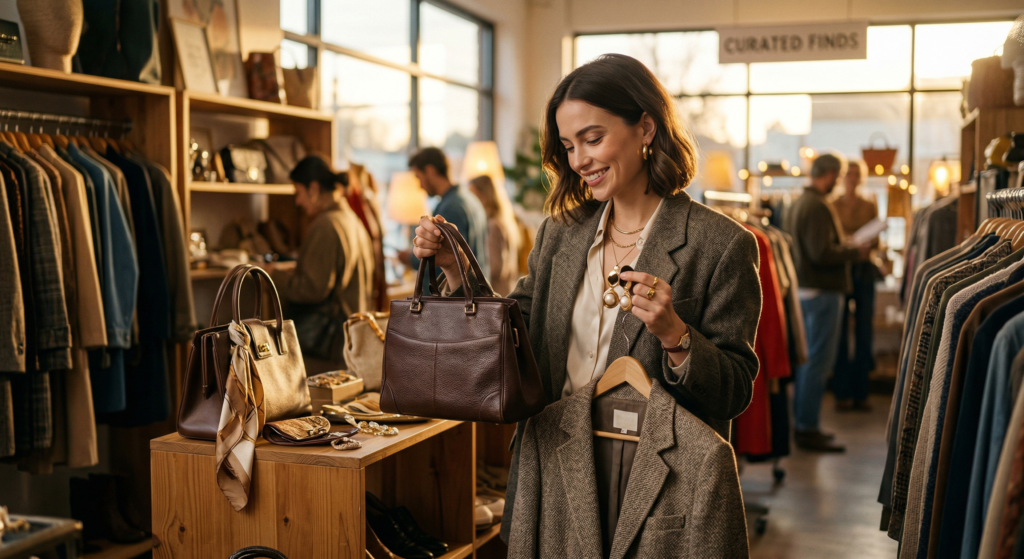thrift finds that look luxury - stylish curated secondhand items that appear high-end and expensive